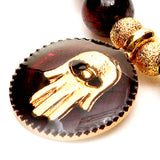 Dana Levy Enamel Hamsa Hand Charm Token Stardust Gemstone Mix Bracelet - Detail of Garnet