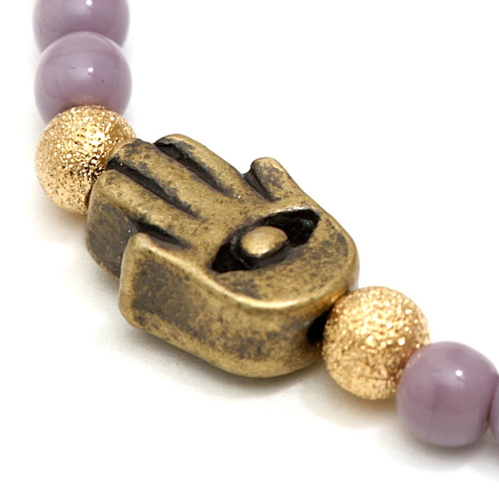 Dana Levy Evil Eye Hamsa Hand Charm Glass Bead Bracelet - Detail