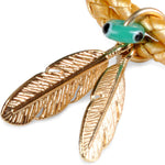 Dana Levy Feather Duo Evil Eye Charm Double Leather Braid Bracelet - Detail