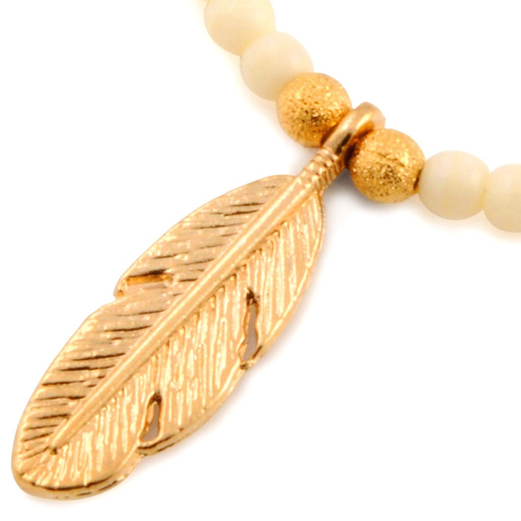 Dana Levy Feather Charm Glass Bead Bracelet - Detail