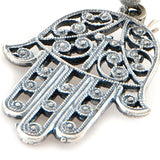 Dana Levy Filigree Hamsa Hand Hoop Earrings - Detail Antique Silver 