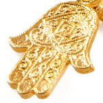 Dana Levy Small Deco Hamsa Hand Charm Hoop Earrings - Detail Gold