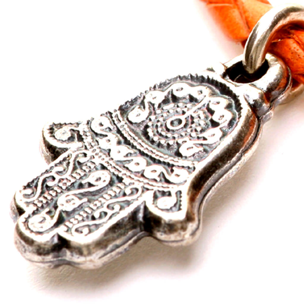 Dana Levy Hamsa Hand Charm Leather Braid Bracelet - Detail