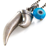 Dana Levy Horn Tooth Evil Eye Ball Chain Necklace - Detail Antique Silver