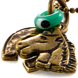 Dana Levy Horse Charm Trio Ball Chain Necklace - Detail of Antique Gold