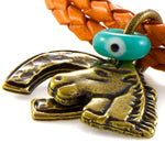Dana Levy Horse Horseshoe Charm Double Leather Braid Bracelet - Detail