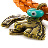 Dana Levy Horse Horseshoe Charm Double Leather Braid Bracelet - Detail