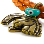 Dana Levy Horse Horseshoe Charm Double Leather Braid Bracelet - Detail