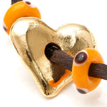 Dana Levy Love and Protection Satin Cord Bracelet - Detail of Gold and Chocolate Brown