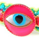 Dana Levy Limited Edition Neon Enamel Evil Eye Token Friendship Bracelet - Pink Detail