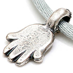 Dana Levy Mini Hamsa Hand Charm Satin Cord Bracelet - Detail of Antique Silver and Silver