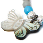 Dana Levy Mother of Pearl Butterfly Charm Glass Bead Bracelet - Detail