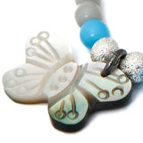 Dana Levy Mother of Pearl Butterfly Charm Glass Bead Bracelet - Detail