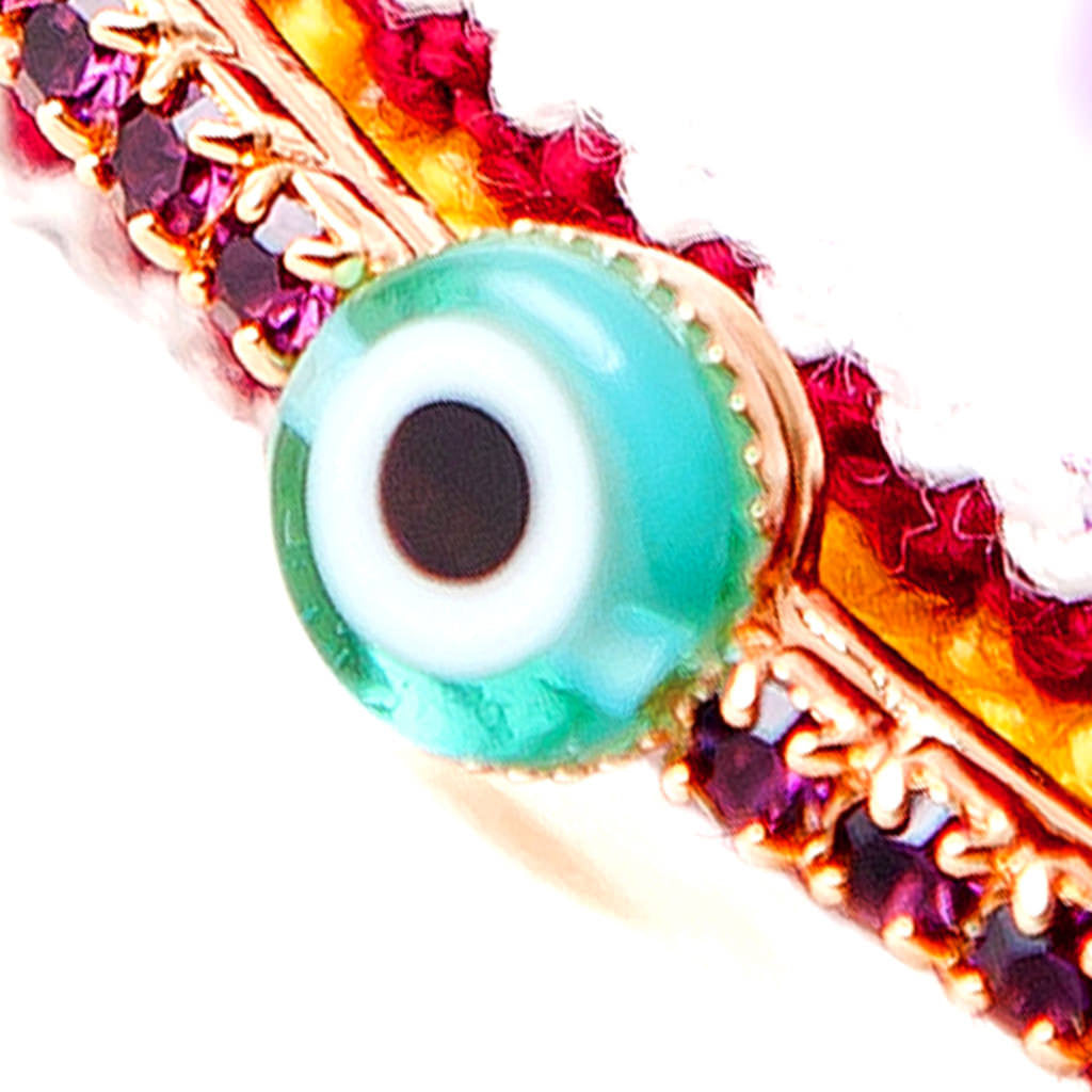 Dana Levy Multicolour Diamante Band Lucky Charm Friendship Bracelet - Detail Amethyst