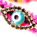 Dana Levy Multicolour Diamante Evil Eye Lucky Charm Friendship Bracelet - Detail Jet Black
