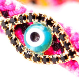 Dana Levy Multicolour Diamante Evil Eye Lucky Charm Friendship Bracelet - Detail Jet Black