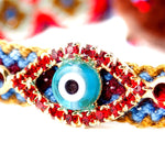 Dana Levy Multicolour Diamante Evil Eye Lucky Charm Friendship Bracelet - Detail Ruby