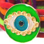 Dana Levy Neon Evil Eye Lucky Charm Pompom Bracelet - Neon Green Detail