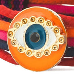 Dana Levy Neon Evil Eye Lucky Charm Pompom Bracelet - Neon Orange Detail