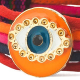 Dana Levy Neon Evil Eye Lucky Charm Pompom Bracelet - Neon Orange Detail