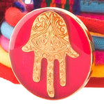 Dana Levy Neon Hamsa Hand Lucky Charm Pompom Bracelet - Neon Pink Detail