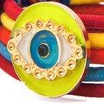 Dana Levy Neon Evil Eye Lucky Charm Pompom Bracelet - Neon Yellow Detail