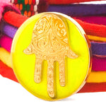 Dana Levy Neon Hamsa Hand Lucky Charm Pompom Bracelet - Neon Yellow Detail