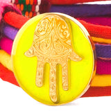 Dana Levy Neon Hamsa Hand Lucky Charm Pompom Bracelet - Neon Yellow Detail