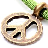 Dana Levy Peace Charm Satin Cord Bracelet - Detail of Antique Gold on Olive
