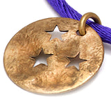Dana Levy Moon and Stars Satin Cord Bracelet - Detail of Antique Gold and Purple