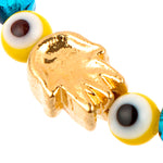 Dana Levy Solid Mini Hamsa Hand Evil Eye Faceted Glass Bead Bracelet - Detail