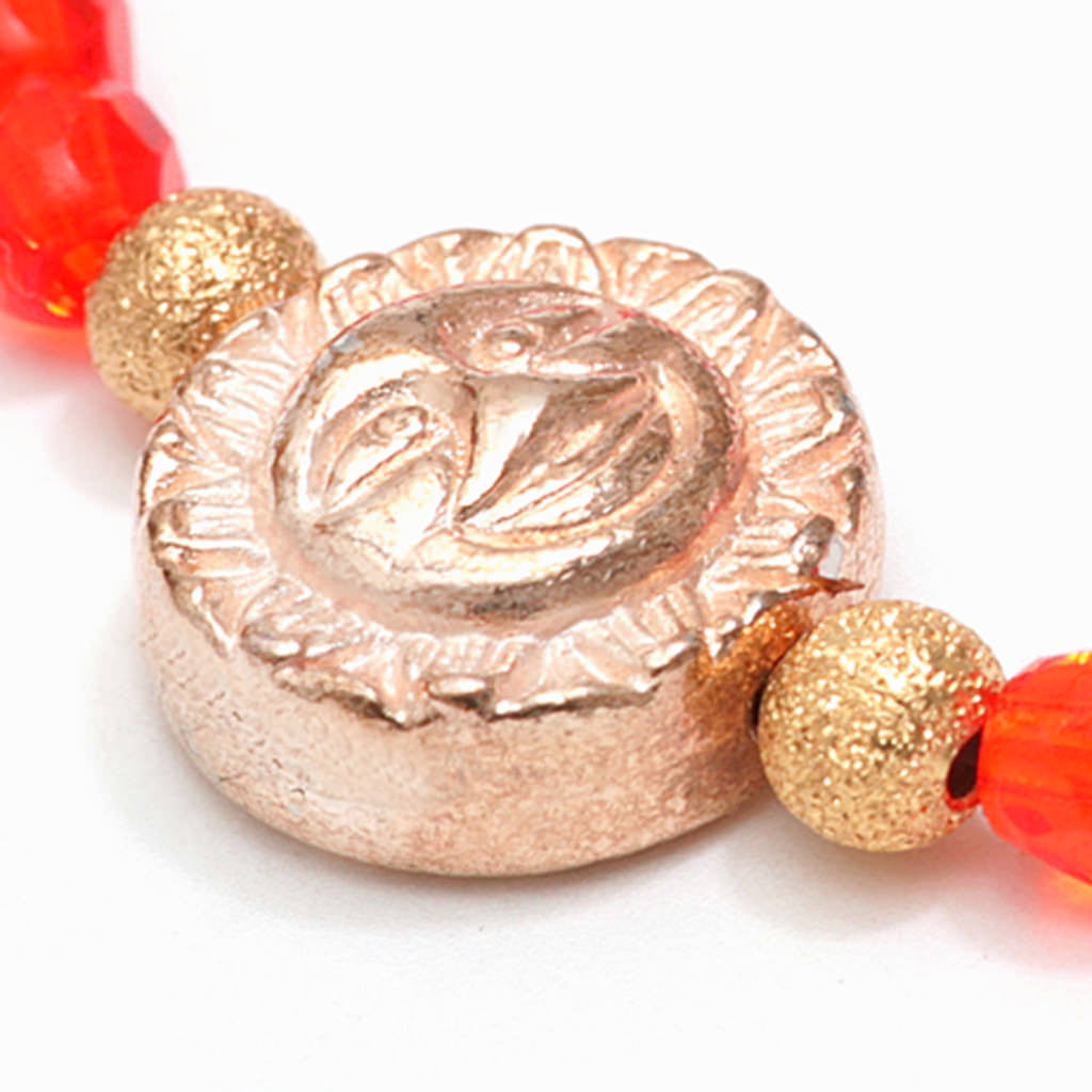 Dana Levy Sun Moon Charm Faceted Glass Bead Bracelet - Gold Orange Detail
