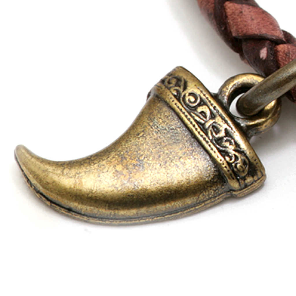 Dana Levy Tooth Amulet Charm Leather Braid Bracelet - Detail