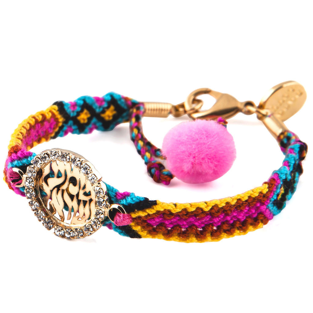 Dana Levy Diamante Shma Hebrew Prayer Charm Friendship Bracelet - Blue Mix