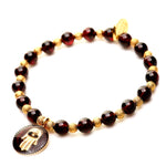 Dana Levy Enamel Hamsa Hand Charm Token Stardust Gemstone Mix Bracelet - Garnet