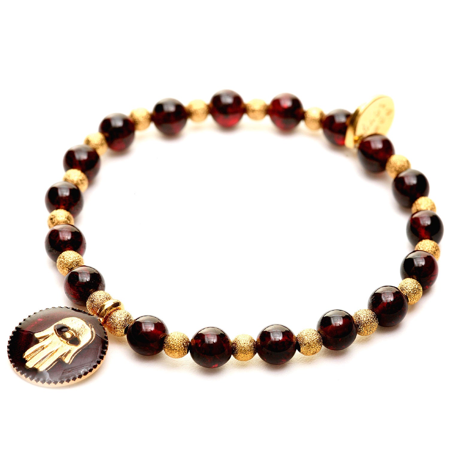 Dana Levy Enamel Hamsa Hand Token Stardust & Gemstone Mix Bracelet - Garnet