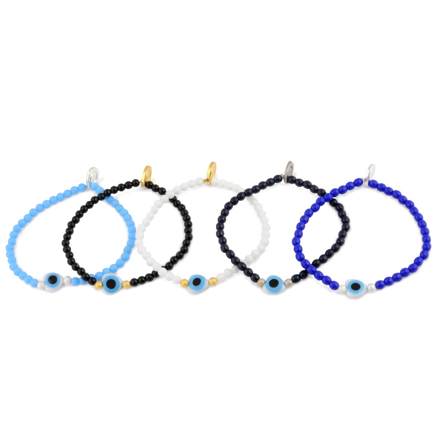 Dana Levy Evil Eye Heart Charm Glass Bead Bracelet - Group