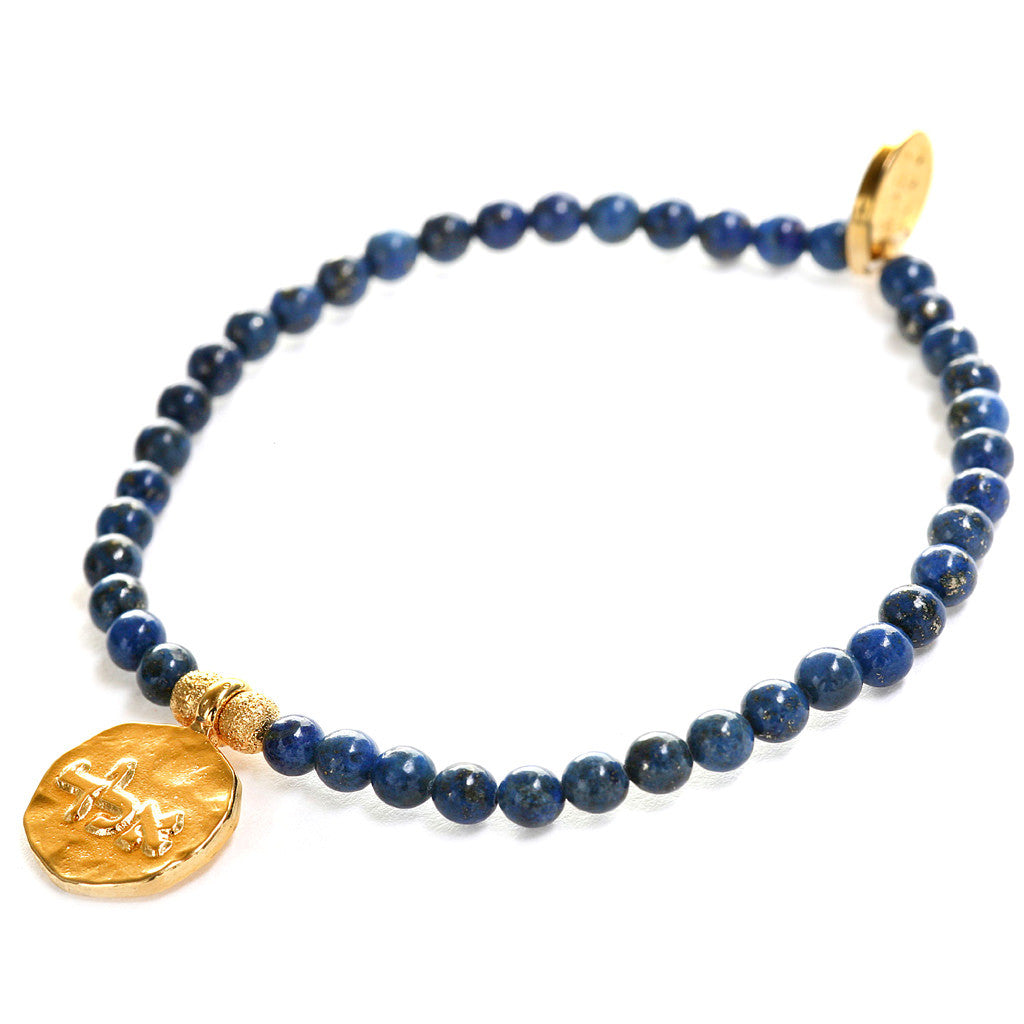 Dana Levy Kabbalah Blessing Token Charm Gemstone Bracelet - Gold Lapis Lazuli
