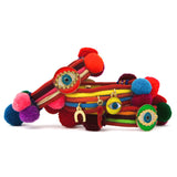 Dana Levy Neon Evil Eye Lucky Charm Pompom Bracelet - Trio of Neon Orange Yellow and Green 