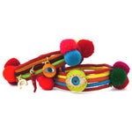 Dana Levy Neon Evil Eye Lucky Charm Pompom Bracelets - Neon Orange and Neon Yellow