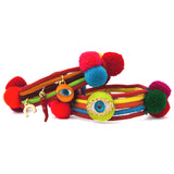 Dana Levy Neon Evil Eye Lucky Charm Pompom Bracelets - Neon Orange and Neon Yellow