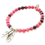Dana Levy Feather Charm Duo Gemstone Bracelet - Antique Silver Rhodonite