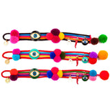 Dana Levy Evil Eye Lucky Charm Pompom Bracelets - Black, Aqua and Emerald