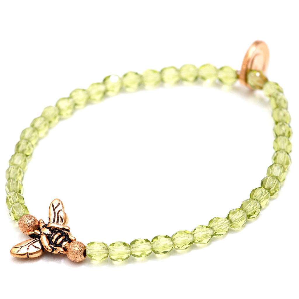Dana Levy Fly Charm Faceted Glass Bead Bracelet - Antique Gold Olive