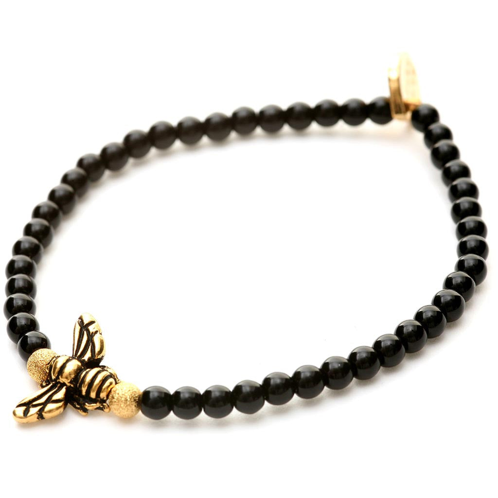 Dana Levy Fly Charm Glass Bead Bracelet - Gold Black