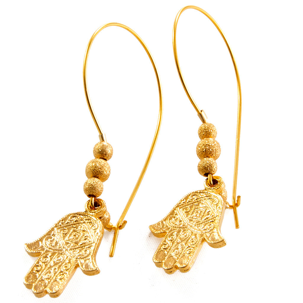 Dana Levy Small Deco Hamsa Hand Charm Hoop Earrings - Gold