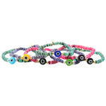 Dana Levy Multicolour Evil Eye Charm Shell Bracelets