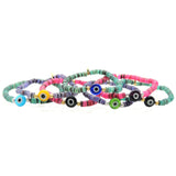 Dana Levy Multicolour Evil Eye Charm Shell Bracelets