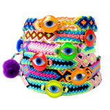 Dana Levy Limited Edition Neon Enamel Evil Eye Token Friendship Bracelets Stack