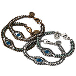 Dana Levy Mother of Pearl Evil Eye Charm Swarovski Crystal Ball Chain Bracelets - Group 